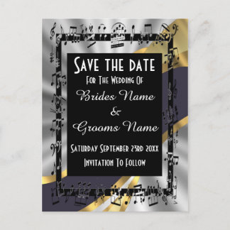 Chic silber und schwarz Save the Date Ankündigungspostkarte