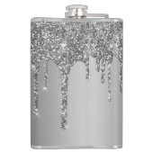 Chic silberne Glittertropfen funkeln Monogramm Flachmann (Rückseite)