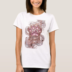 Chic Silberne ROSA SCHMUCK-PFOTE 3D-TEXT-Kunst T-Shirt