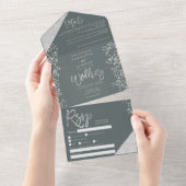 Chic silberner Glitzer Konfetti Salbei All In One Einladung (Abreißen)