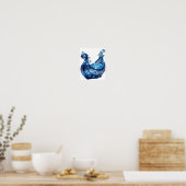 Chic Silbernes BLAUES SCHMUCKSTÜCK Poster (Küche)