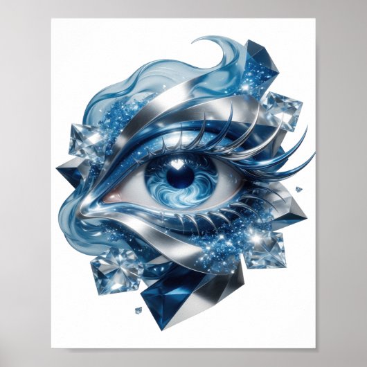 Chic Silver ABSTRACT ART Kunstposter v2 Poster (Vorne)