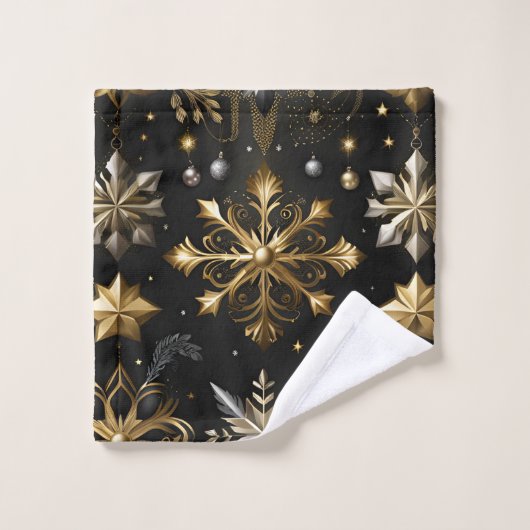 Chic Silver and Gold Schneeflocken Badhandtuch Set (Waschlappen)