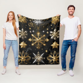 Chic Silver and Gold Schneeflocken Fleecedecke