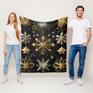 Chic Silver and Gold Schneeflocken Fleecedecke
