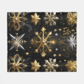 Chic Silver and Gold Schneeflocken Fleecedecke (Vorderseite (Horizontal))