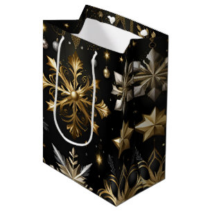 Chic Silver and Gold Schneeflocken Mittlere Geschenktüte