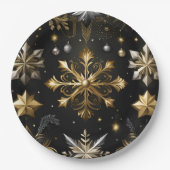 Chic Silver and Gold Schneeflocken Pappteller (Vorderseite)