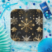 Chic Silver and Gold Schneeflocken Pappteller (Party)