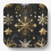 Chic Silver and Gold Schneeflocken Pappteller (Vorderseite)
