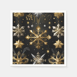 Chic Silver and Gold Schneeflocken Serviette