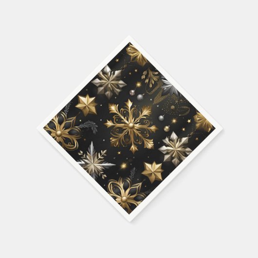 Chic Silver and Gold Schneeflocken Serviette (Ecke)