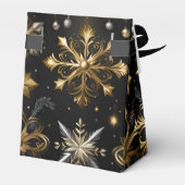 Chic Silver and Gold Schneeflocken Zelt Geschenkschachtel (Rückseite)