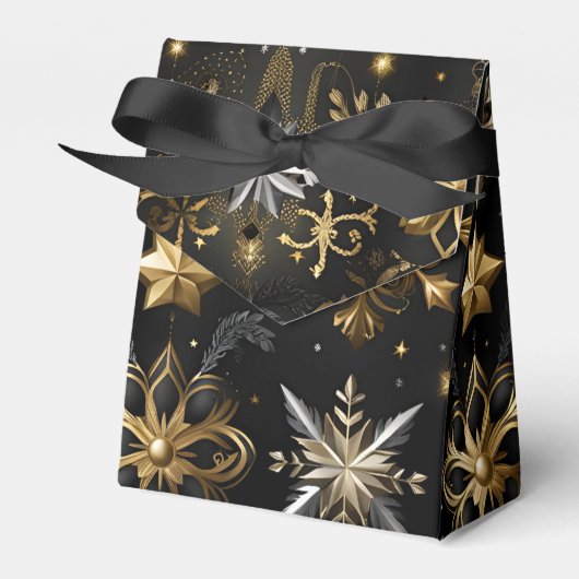 Chic Silver and Gold Schneeflocken Zelt Geschenkschachtel (Vorderseite)
