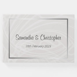 Chic Silver and Gray Damask Wirbel Hochzeit Gästebuch