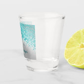 Chic Silver & Aquamarin Blue Glitzer 50. Geburtsta Schnapsglas (Rechts)