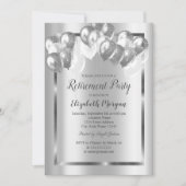 Chic Silver Balloons, Rahmen, Ruhestand Einladung (Vorderseite)