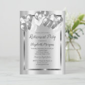 Chic Silver Balloons, Rahmen, Ruhestand Einladung (Stehend Vorderseite)