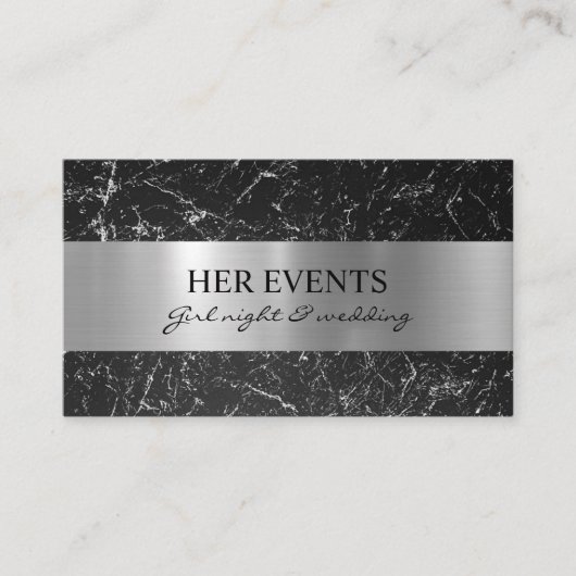 Chic Silver Black Design Cards für Event Manager Visitenkarte (Vorderseite)