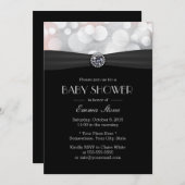 Chic Silver & Black Diamond Baby Dusche Einladung (Vorne/Hinten)