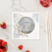 Chic Silver, Blue, Gold Celestial Moon Bat Mitzvah Serviette (Beispiel)