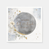 Chic Silver, Blue, Gold Celestial Moon Bat Mitzvah Serviette (Vorderseite)