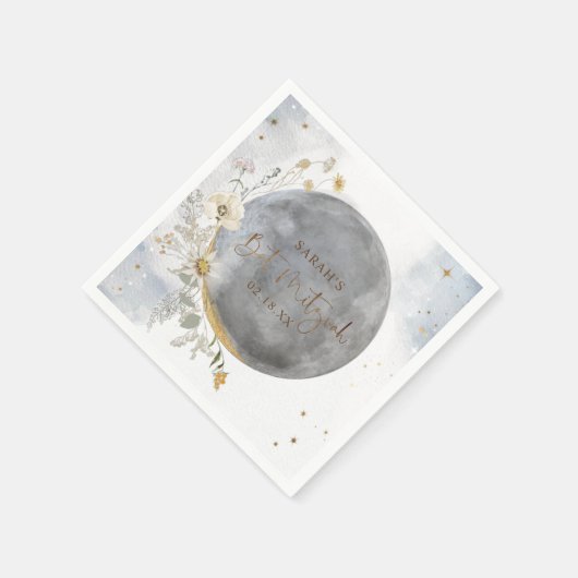 Chic Silver, Blue, Gold Celestial Moon Bat Mitzvah Serviette (Ecke)