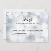 Chic Silver Bokeh Light Wedding Rsvp Einladung (Vorderseite)