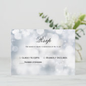 Chic Silver Bokeh Light Wedding Rsvp Einladung (Stehend Vorderseite)