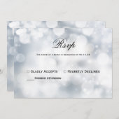 Chic Silver Bokeh Light Wedding Rsvp Einladung (Vorne/Hinten)