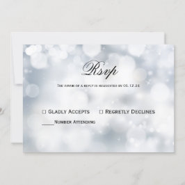 Chic Silver Bokeh Light Wedding Rsvp Einladung