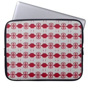 Chic Silver & Burgundy Red Geometric Shape Laptopschutzhülle