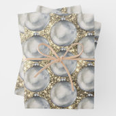 Chic Silver Christmas Ball Gold Glitzer Glitzern Geschenkpapier Set (Beispiel)