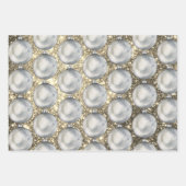 Chic Silver Christmas Ball Gold Glitzer Glitzern Geschenkpapier Set (Vorderseite)