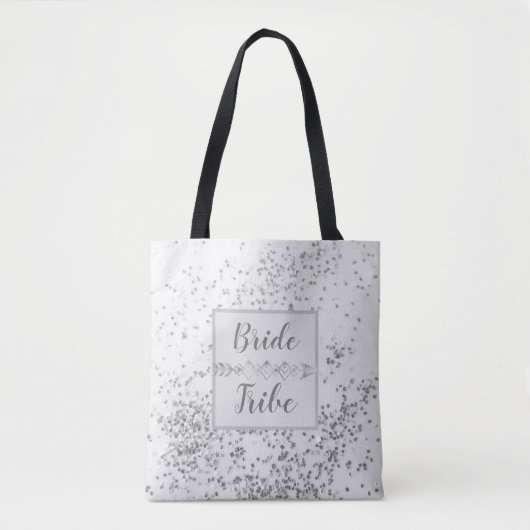 Chic Silver Confetti Bride Tribe Tasche (Vorderseite)