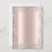Chic Silver Cross Taufe Rose Gold Glitzer Staub Einladung (Rückseite)