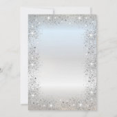 Chic Silver Cross Taufe Silver Glitzer Confetti Einladung (Rückseite)