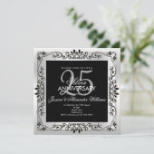 Chic Silver Decorative Gerahmt 25 Jahre alt Einladung (Stehend Vorderseite)