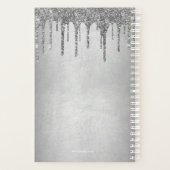 Chic Silver Dripping Glitzer Monogram Name 2022 Planer (Rückseite)