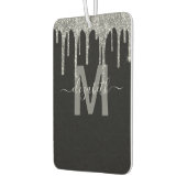 Chic Silver Drivers Glitzer Monogram Name Autolufterfrischer (Links)