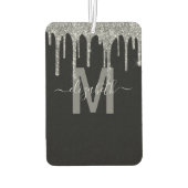 Chic Silver Drivers Glitzer Monogram Name Autolufterfrischer (Rückseite)