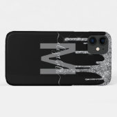 Chic Silver Drivers Glitzer Monogram Name Case-Mate iPhone Hülle (Rückseite (Horizontal))