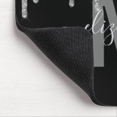 Chic Silver Drivers Glitzer Monogram Name Mousepad (Ecke)