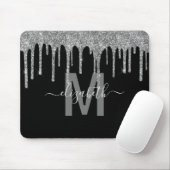 Chic Silver Drivers Glitzer Monogram Name Mousepad (Mit Mouse)