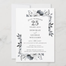 Chic Silver Floral 25. Hochzeitstag