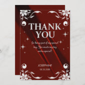 Chic Silver Floral Frame Burgundy 50th Birthday Dankeskarte (Vorne/Hinten)