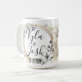 Chic Silver Floral Wreath Wedding Personalisiert Kaffeetasse (Vorderseite Links)