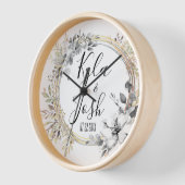 Chic Silver Floral Wreath Wedding Personalisiert Uhr (Winkel)
