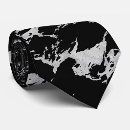 Chic Silver Foil Black Marble Neck Tie Krawatte