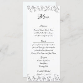 Chic Silver Foil Blätter Empfang Menu Card Einladung